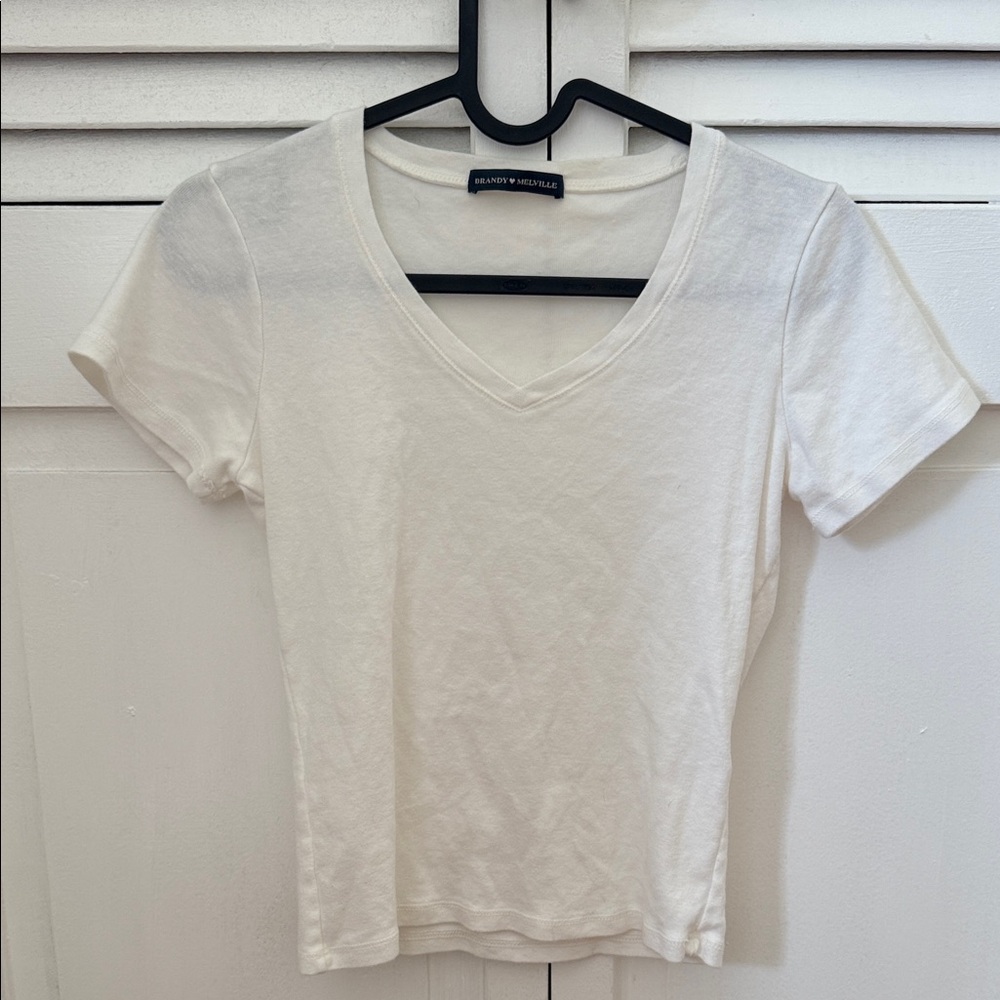 Brandy Melville White Fitted Short Sleeve Tee